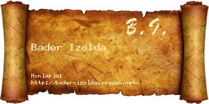 Bader Izolda névjegykártya